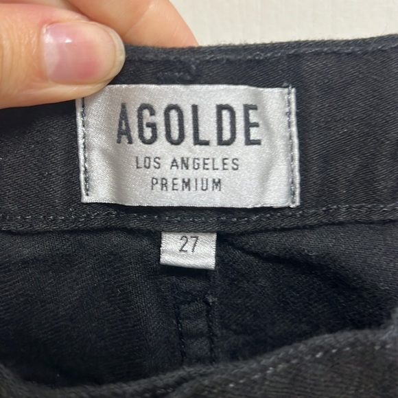 AGOLDE Black Denim Distressed High Waisted Shorts | Size 27 - Picture 4 of 8